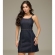 Vestido curto botões frontais alças com ponteira