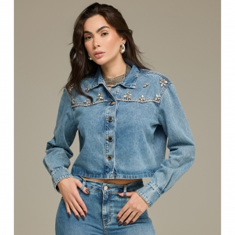 Blusa jeans bordada