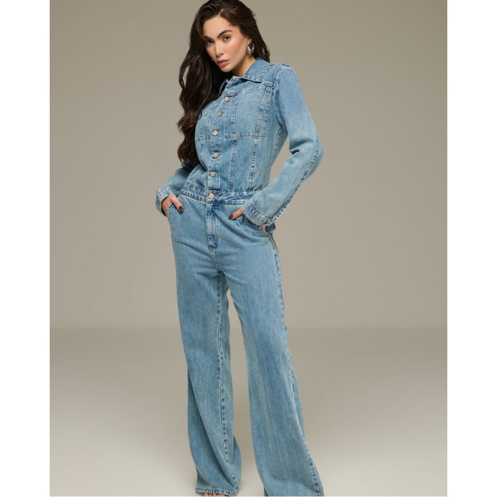Macacão manga longa jeans