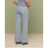Calça wide leg com pregas frontais