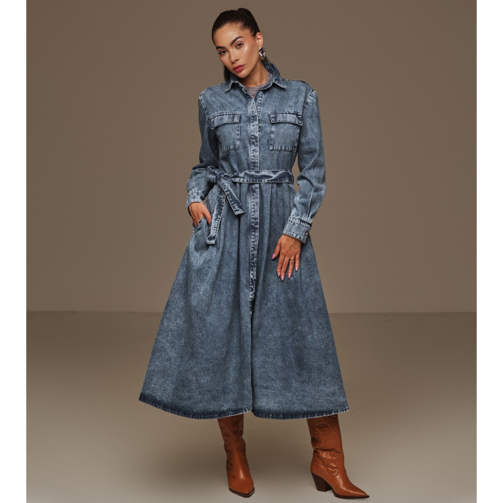Vestido midi  com faixa