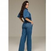 Macacão manga bufante jeans