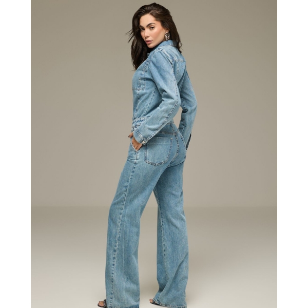 Macacão manga longa jeans