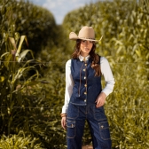 Colete jeans abotoamento frente