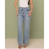 Calça wide leg cintura alta cós atravessado