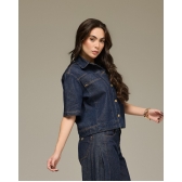 Jaqueta manga curta bolso grande