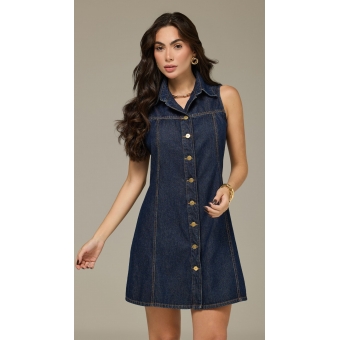 Vestido curto botoes frente