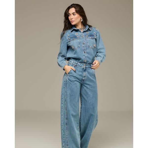 Camisa jeans bordada