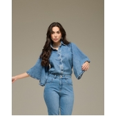 Blusa jeans manga evase