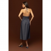 Vestido Midi jeans com tiras laterais