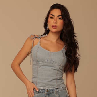 Blusa alcinha de amarrar e lastex atras