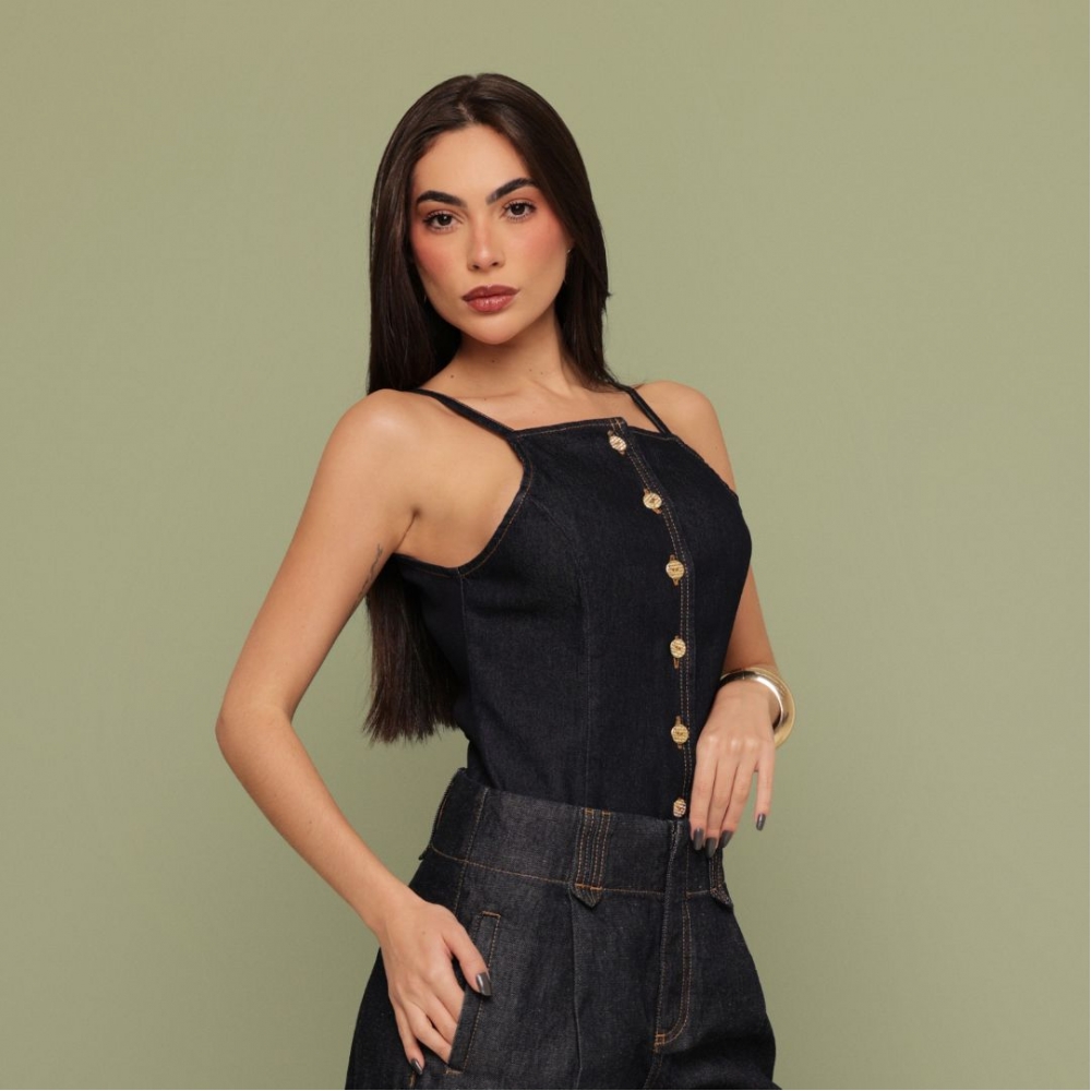 Blusa botões frontais alcinha fina