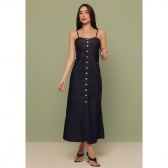Vestido longo botões frontais