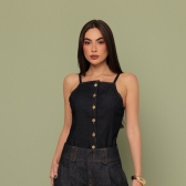 Blusa botões frontais alcinha fina