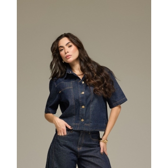 Jaqueta manga curta bolso grande