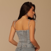 Blusa alcinha de amarrar e lastex atras
