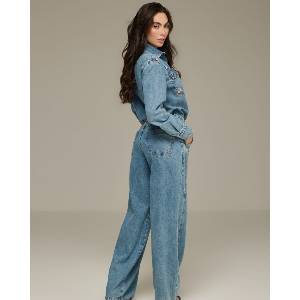 Camisa jeans bordada